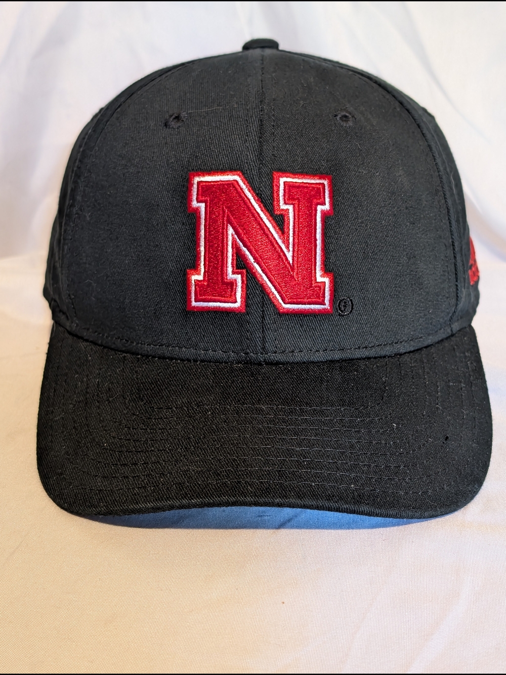 adidas Black Hat with Red Huskers Script
